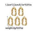 Cinco colgantes geométricos de acero inoxidable dorado con textura de ondas DIY - Colgante Ovalado Hueco Ondulado (TZ-TP0798-02)