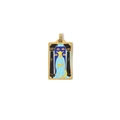 The High Priestess tarot pendant in gold-plated stainless steel with blue enamel finish - The High Priestess Tarot Pendant (TZ-TP0589-02)