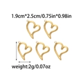 Five 18K gold plated heart charms for DIY jewelry making with dimensions and weight info - Hollow Heart Style (TZ-TP0738-02)
