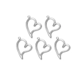 Set of 5 silver openwork heart charms with rings for DIY jewelry making accessories - Silver Hollow Heart Style (TZ-TP0738-01)