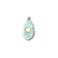 Ciondolo quadrifoglio bohémien in acciaio inossidabile placcato oro 18K con pietra blu - Ciondolo Foglia di Sole Stile Larimar (TZ-TP1030-02-green)