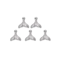Five silver stainless steel whale tail pendants with hollow honeycomb texture for DIY - Hollow Fish Tail Pendant (TZ-TP0731-01)