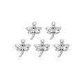 Detail of five dragonfly pendants with intricate cutout wings for jewelry making - Silver Hollow Dragonfly (TZ-TP0834-01)