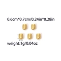 Detailed macro view of five vintage golden carved beads for DIY jewelry making and crafts - Gold Retro Spaced Bead (TZ-TP0852-02)
