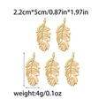 Detailed view of 5-piece 18K gold stainless steel leaf pendants for DIY jewelry crafting - Gold (Feather)
