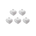 Detailed macro view of five textured stainless steel heart charms for DIY jewelry making - Silver Grid Heart (TZ-TP0757-01)