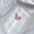 Detail of purple enamel butterfly pendant with gold plating for DIY jewelry - Butterfly Purple Enamel Polka Dot Pendant (TZ-TP1009-02-purple)
