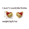 Detail view of a 1.5cm red enamel heart pendant with 520 engraving in 18K gold finish - 520 Heart Style (TZ-TP0963-02)