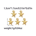 Detailed view of 5-piece gold starfish charms with precise size and weight measurements - Small Starfish Shape (TZ-TP0871-02)