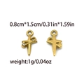 Detailed view of polished 18K gold-plated stainless steel cross charms with rhinestones - Cross Style (TZ-TP0965-02)