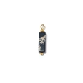 Makroaufnahme von rechteckigem Steinanhänger mit Goldakzenten und Elfenbeinstruktur - Rechteckige Säule mit Reismuster (TZ-HP0037-black)