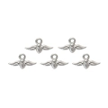 Détail de cinq pendentifs en forme d'abeille en acier inoxydable argenté pour bijoux - Style Abeille en Relief Argentée (TZ-TP0424-01)