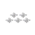 Vue détaillée de cinq breloques abeilles en acier inoxydable poli pour bijoux DIY - Style Abeille Ajourée Argentée (TZ-TP0446-01)