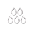 Set of five silver stainless steel oval charms with polished finish and hanging rings - Oval Style (TZ-TP0767-01)