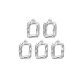 Set de 5 colgantes rectangulares de acero inoxidable 304 plateado con textura martillada - Marco Rectangular Irregular Martillada (TZ-TP0823-01) / Plateado