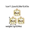 Detailed size specifications of 18K gold stainless steel March birthstone charm pendant - March Square Charm