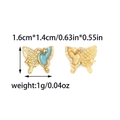 Détail d'un pendentif papillon doré 18 carats avec émail bleu, montrant dimensions et poids - Style Papillon Émail Strass (TZ-TP1075-02)