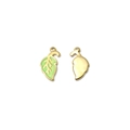 Detalle de dijes de hojas de esmalte verde con acabado en oro 18K para joyería DIY - Hoja De Esmalte Verde Claro (TZ-TP1107-02-green)