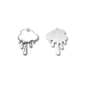 Detail of silver cloud pendant with white enamel drip and brushed metal texture back - Silver Enamel Cloud (White) (TZ-TP1091-01-white)