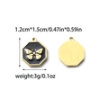 Vista de detalle de colgantes de mariposa octogonales en oro y esmalte, tamaño 1,2x1,5 cm - Colgante De Mariposa Octogonal (Negro) (TZ-TP1094-02-black)
