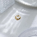 Detail of a gold heart pendant featuring a white butterfly inlay for DIY jewelry design - Heart Butterfly Charm (TZ-TP0998-02-white)