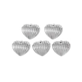 Five heart-shaped stainless steel pendants with vertical striped texture for DIY jewelry - Striped Heart (Silver) (TZ-TP0430-01)