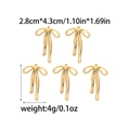 Detail showing 5 pieces of gold bow-shaped metal pendants with dimensions and weight - Bow Knot Charm (TZ-TP0781-02)