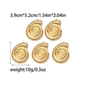 Detailed view of 5-piece gold sea snail pendants with spiral textures and dimensions - Gold Conch Shell Style (TZ-TP0537-02)