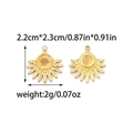 Macro shot of 18K gold plated stainless steel sunburst pendants with DIY stone settings - Sun Ray Base Tray (TZ-TP1567-02)