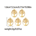 Five gold oval Tree of Life charms with dimensions 1.8cm x 2.5cm and polished finish - Tree of Life Charm (TZ-TP0887-02)