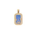 Gold-plated stainless steel tarot pendant with blue enamel flame and zircon halo - Blue Flame Rhinestone Style (TZ-TP0630-02)