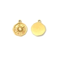 Classic 18K gold plated stainless steel sun pendant with a cream pearl center - Yellow Sun Star (TZ-TP1621-02-yellow)
