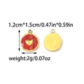 Detail of red enamel heart pendant with dimensions showing front and back view - Red Enamel Heart Style (Gold Base)