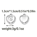 Colgante de corazón en acero inoxidable 304 pulido con un pequeño detalle de cristal - Estilo Plateado Grande (TP1690-01)
