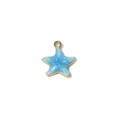 Detail of blue starfish enamel pendant with gold plating and subtle shimmer finish - Blue Starfish