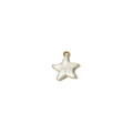 Detail of star-shaped enamel pendant with white pearlescent finish and golden metal trim - White Starfish
