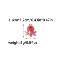 Pink octopus enamel pendant charm made of stainless steel with dimensions 1.1cm x 1.2cm - Red Octopus