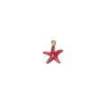 Detail view of rose red enamel starfish charm with gold metal loop for DIY jewelry - Rose Red Starfish