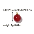 Detailed size view of red round jelly bead pendant with gold metal ring and 1.3cm diameter - Red Round Bead Pendant (TZ-TP2041-02-red)