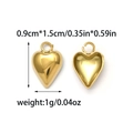 Polished stainless steel heart pendants set with size 0.9x1.5cm for DIY jewelry making - Gold Stereo Heart Style (TZ-TP1323-02)