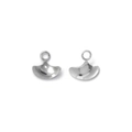 Polished shell shaped stainless steel pendant charms with mirror finish and jump rings - Silver Fan Shape Style (TZ-TP1325-01)
