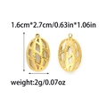 Pendentifs ovales en acier inoxydable doré avec texture martelée et mesures de taille - Pendentif Creux Texturé Or (TZ-TP1370-02)