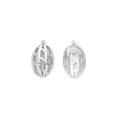 Polished silver 304 stainless steel oval lattice pendant for DIY jewelry making - Silver Hammered Hollow Oval Pendant (TZ-TP1370-01)