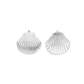 Detailed close-up of scallop-shaped 304 stainless steel pendants for jewelry making - Silver Scallop Pendant (TZ-TP1366-01)