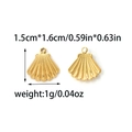 18K gold-plated stainless steel scallop pendant charm with size and weight details - Scallop Style (TZ-TP1232-02)