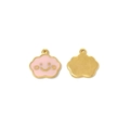 Pendentif nuage en émail rose avec smiley et dos doré pour la création de bijoux DIY - Style Nuage Visage Souriant Rose (TZ-TP1638-02-pink)