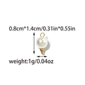 Macro view of white pearl pendant with gold metal ring showing size 0.8cm x 1.4cm - Gold Trim Round Artificial Pearl Pendant (TZ-TP1966-02-M)