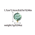 Vintage groene glazen hanger met witte bloemmotieven en gouden accenten, 1,7x2,4cm - Transparant Groen