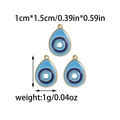 Tre ciondoli a goccia malocchio blu in acciaio inossidabile, misura 1 cm x 1,5 cm - Stile Goccia Malocchio (TZ-TP0639-02)