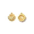 Detail showing front and back of shell pendants with blue enamel and gold finish - Blue Shell Style (TZ-TP1706-02-blue)